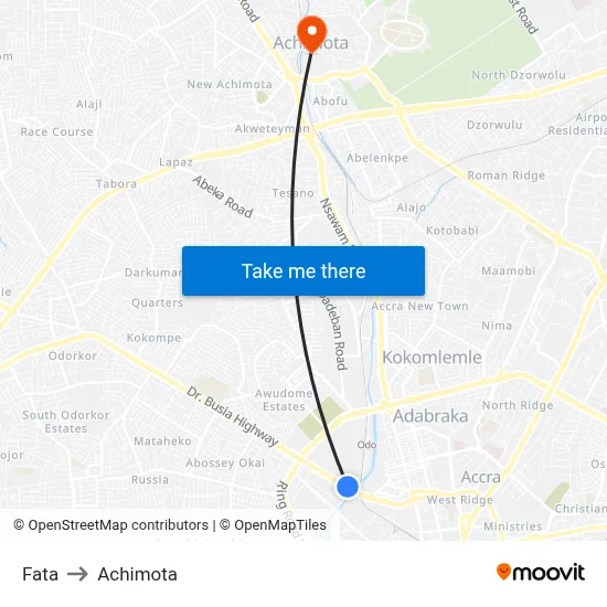 Fata to Achimota map