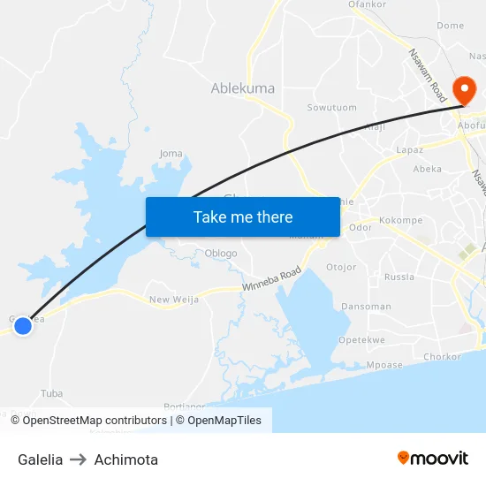 Galelia to Achimota map