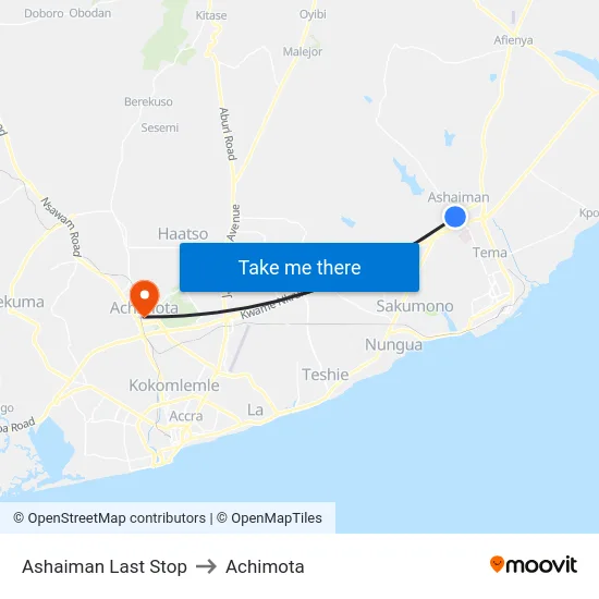 Ashaiman Last Stop to Achimota map