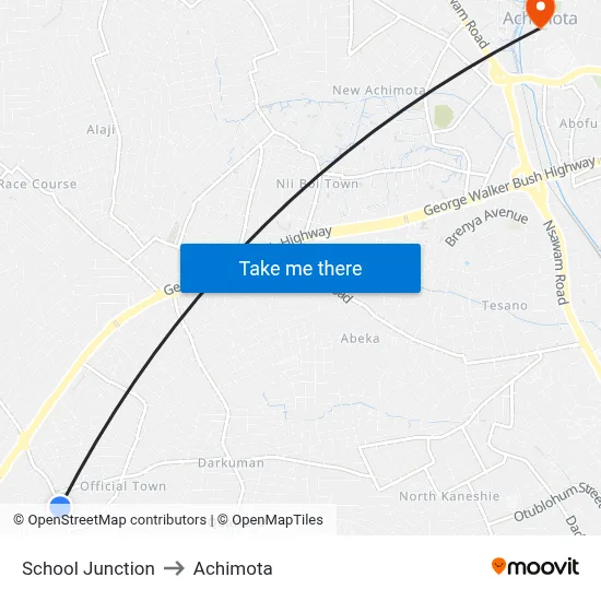 School Junction to Achimota map