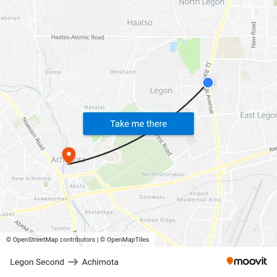 Legon Second to Achimota map