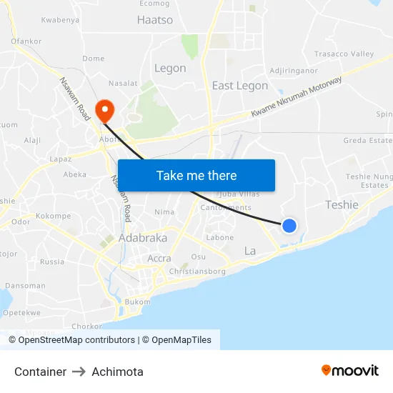 Container to Achimota map