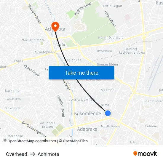 Overhead to Achimota map