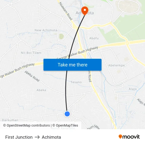 First Junction to Achimota map