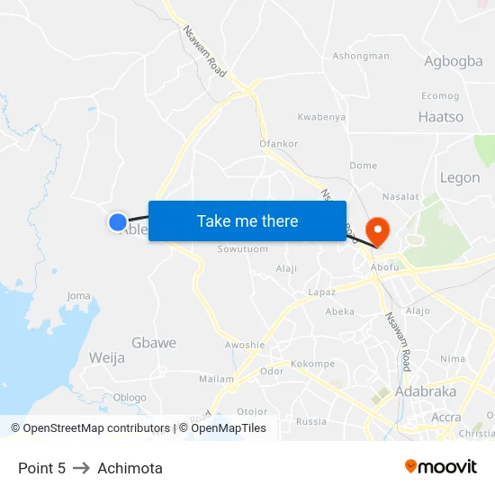 Point 5 to Achimota map