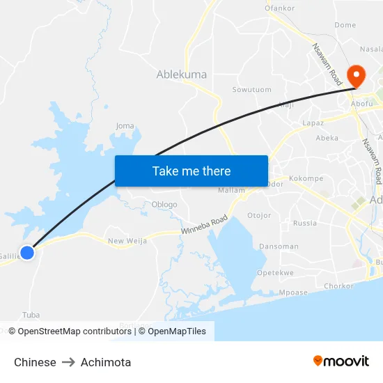 Chinese to Achimota map