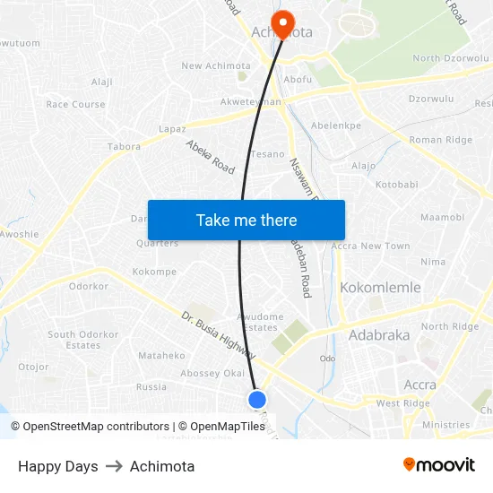Happy Days to Achimota map