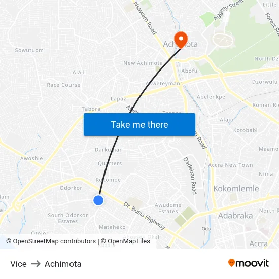 Vice to Achimota map