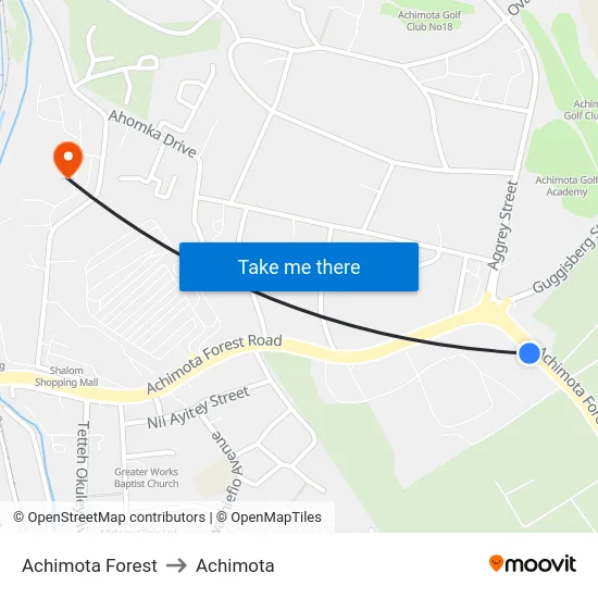 Achimota Forest to Achimota map