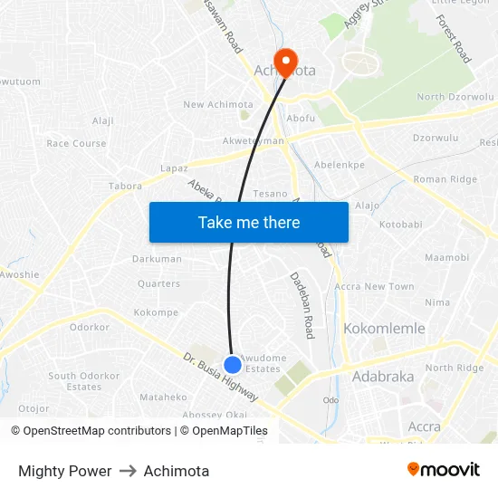 Mighty Power to Achimota map