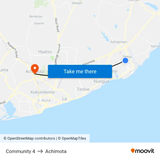Community 4 to Achimota map