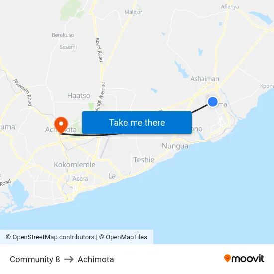 Community 8 to Achimota map