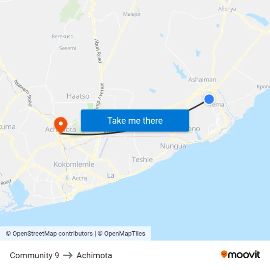 Community 9 to Achimota map