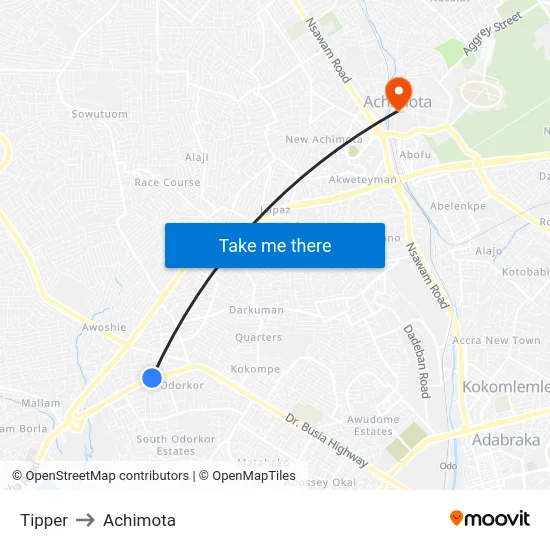 Tipper to Achimota map