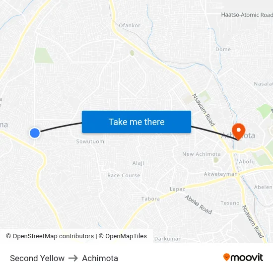 Second Yellow to Achimota map