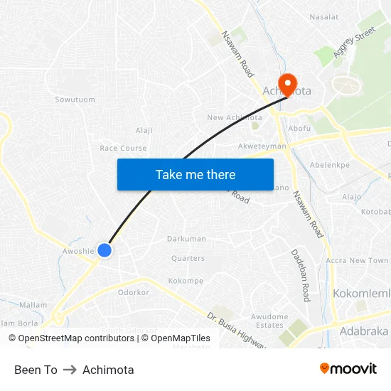 Been To to Achimota map