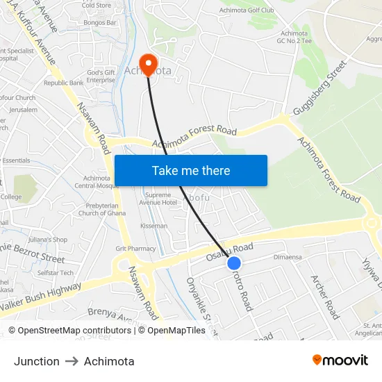 Junction to Achimota map