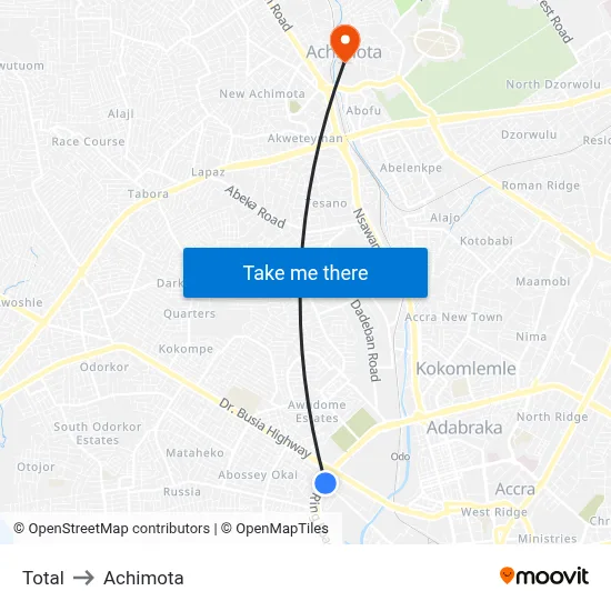Total to Achimota map