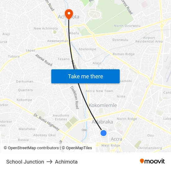 School Junction to Achimota map