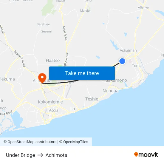 Under Bridge to Achimota map