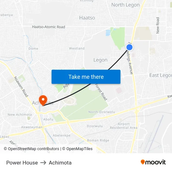 Power House to Achimota map