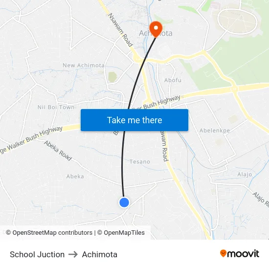 School Juction to Achimota map