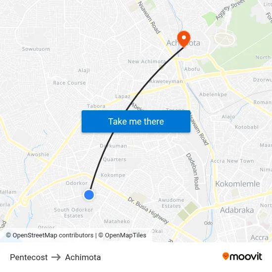 Pentecost to Achimota map