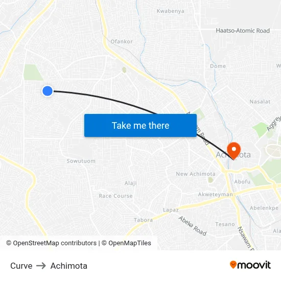 Curve to Achimota map