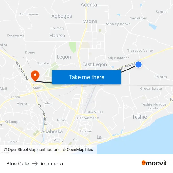 Blue Gate to Achimota map
