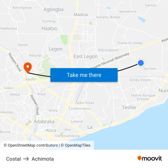 Costal to Achimota map