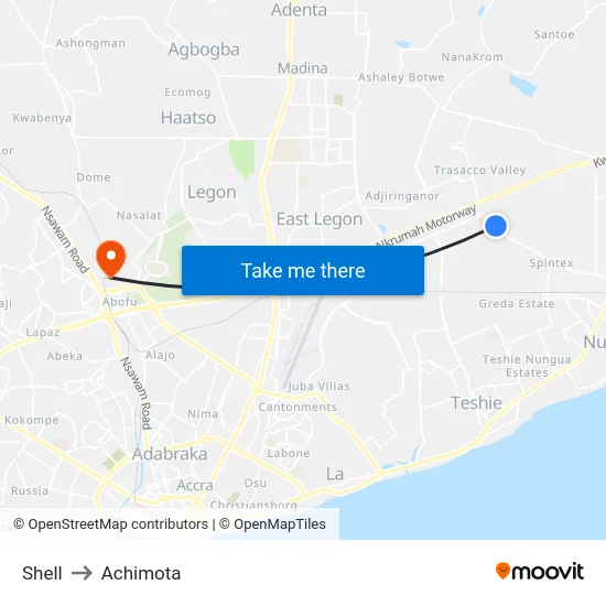 Shell to Achimota map