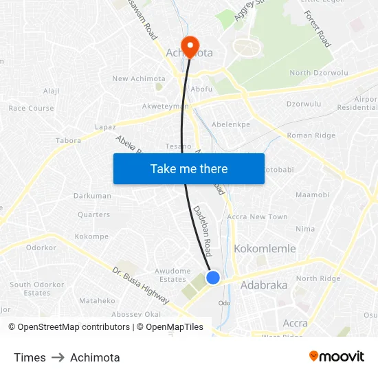 Times to Achimota map