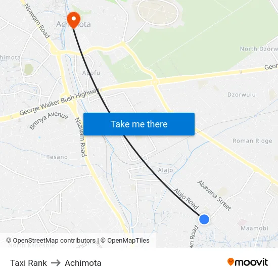 Taxi Rank to Achimota map