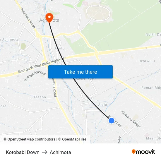 Kotobabi Down to Achimota map