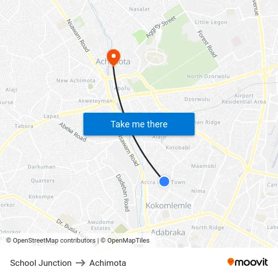 School Junction to Achimota map