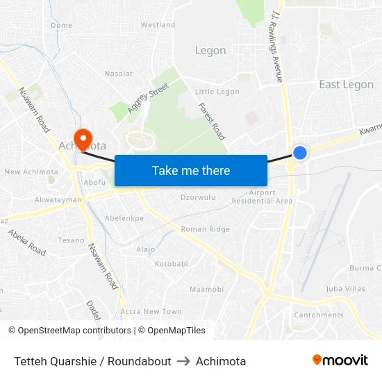 Tetteh Quarshie / Roundabout to Achimota map