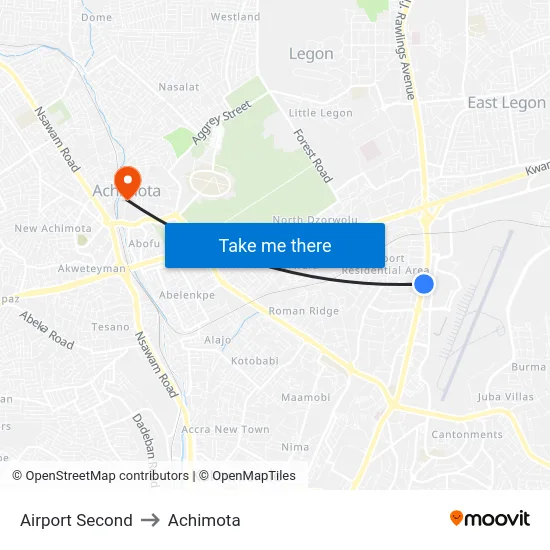 Airport Second to Achimota map