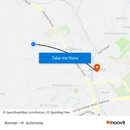 Roman to Achimota map