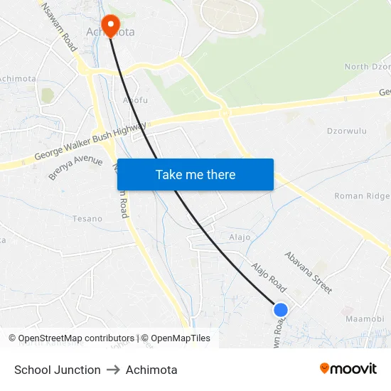 School Junction to Achimota map