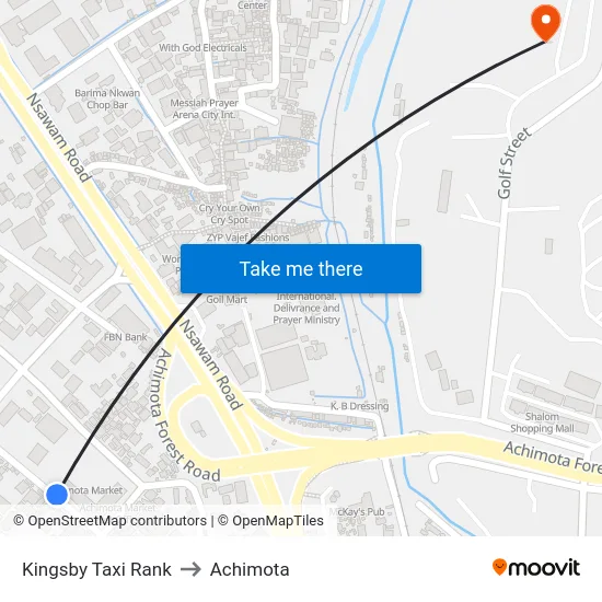 Kingsby Taxi Rank to Achimota map