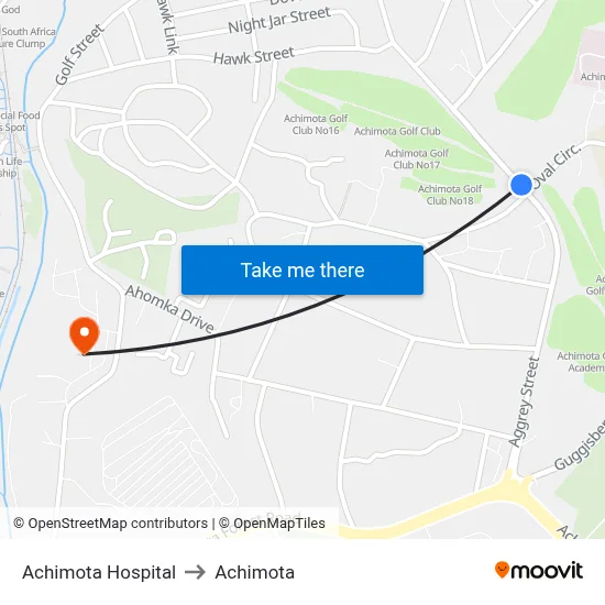 Achimota Hospital to Achimota map