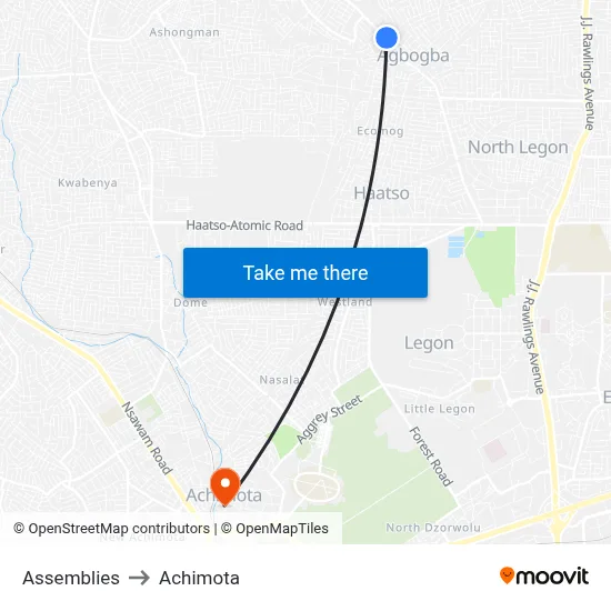 Assemblies to Achimota map
