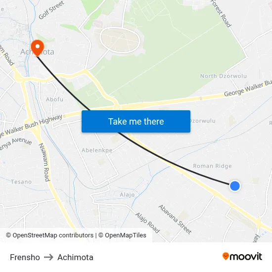Frensho to Achimota map