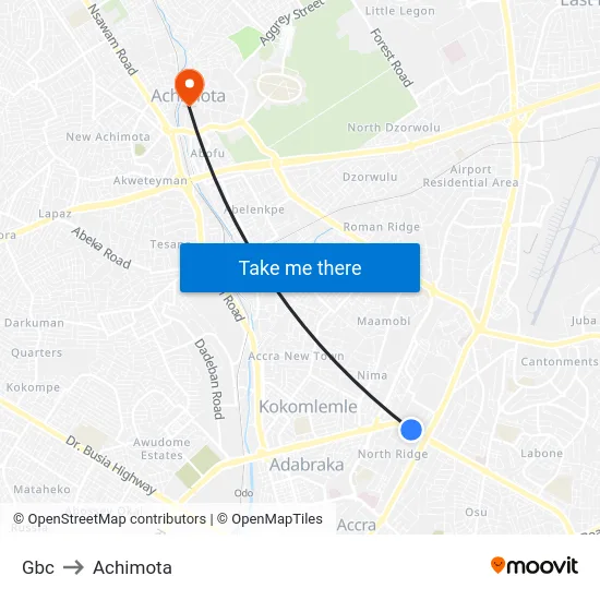 Gbc to Achimota map