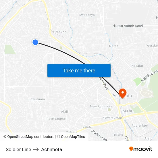 Soldier Line to Achimota map