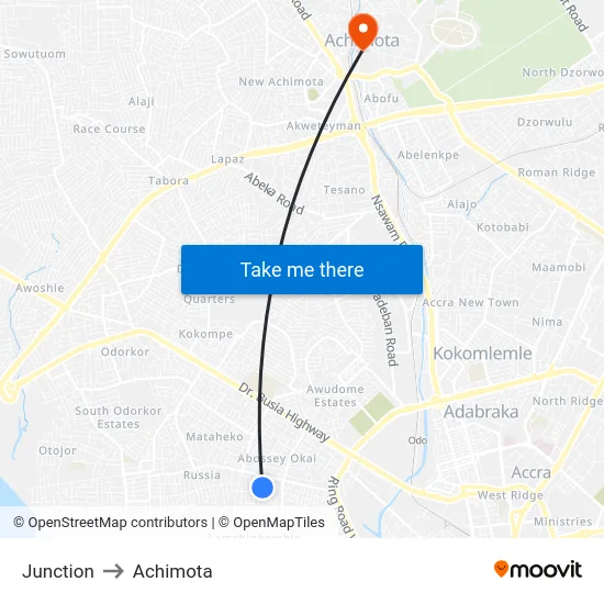 Junction to Achimota map