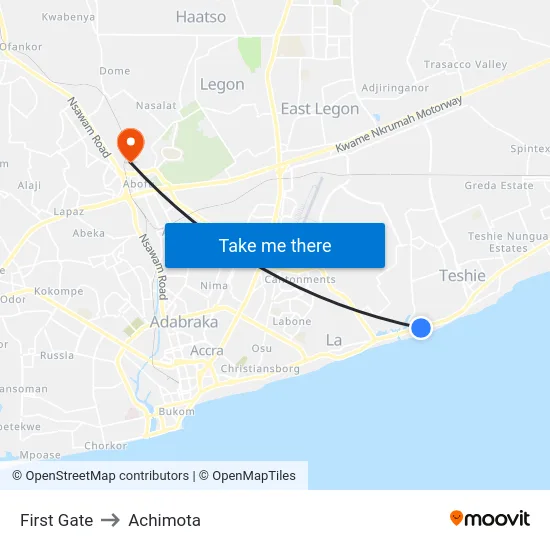 First Gate to Achimota map