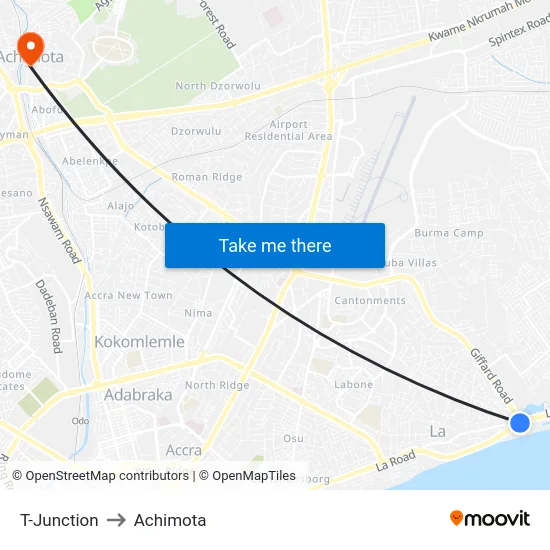 T-Junction to Achimota map