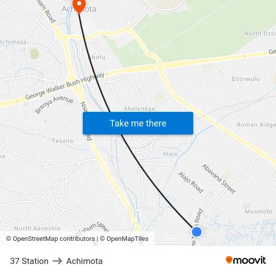 37 Station to Achimota map