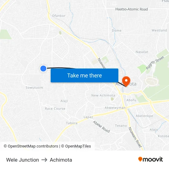 Wele Junction to Achimota map